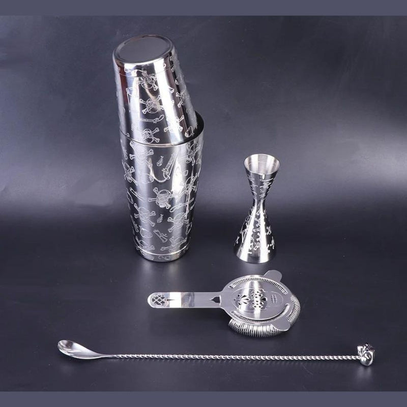 Skull Cocktail Shaker Bartender Tool Bar Set