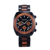 Wooden Watch Quartz Three Eye Multi Function