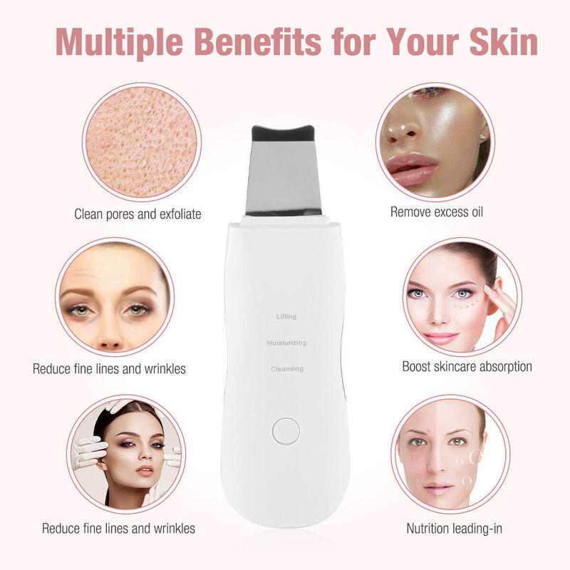 Ultrasonic Skin Scrubber Deep Face Cleaning Machine Peeling Shovel Facial Pore Cleaner Face Skin Scrubber