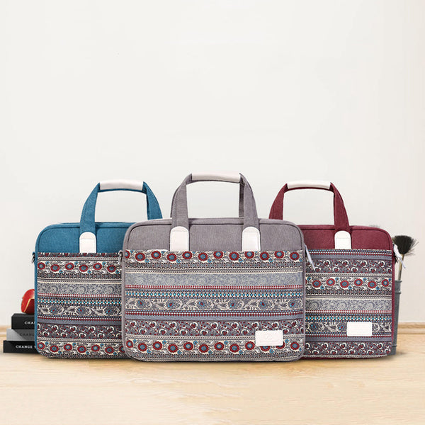 Ethnic Style Canvas Craft Anti-fall and Durable Laptop Bag