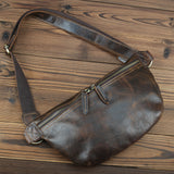 Summer Leather Retro Crazy Horse Leather Chest Bag