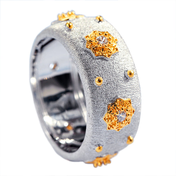 Star Ring Retro Elegant S925 Silver Plated Gold Ring