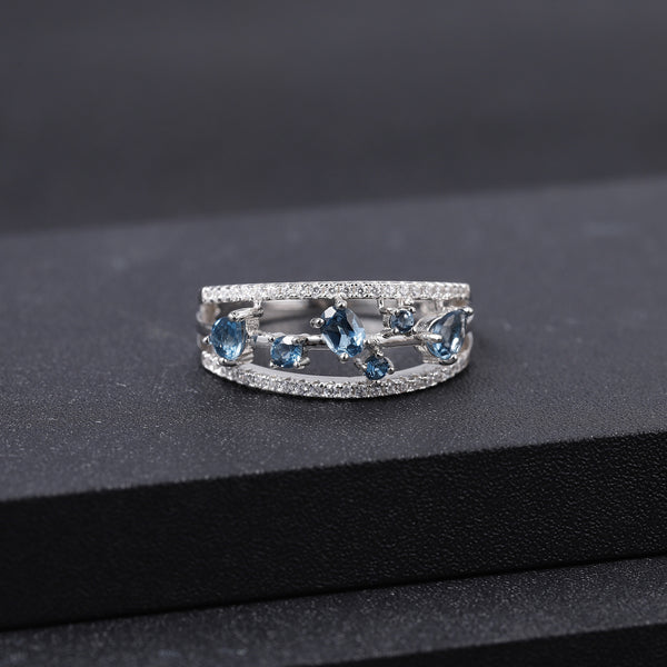 London Blue Topaz Inlaid Gemstone Ring