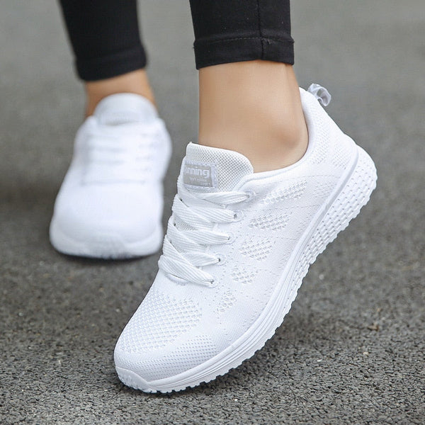 Women Running Fashion Breathable Walking Mesh Flat Shoes