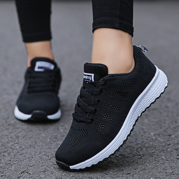 Women Running Fashion Breathable Walking Mesh Flat Shoes