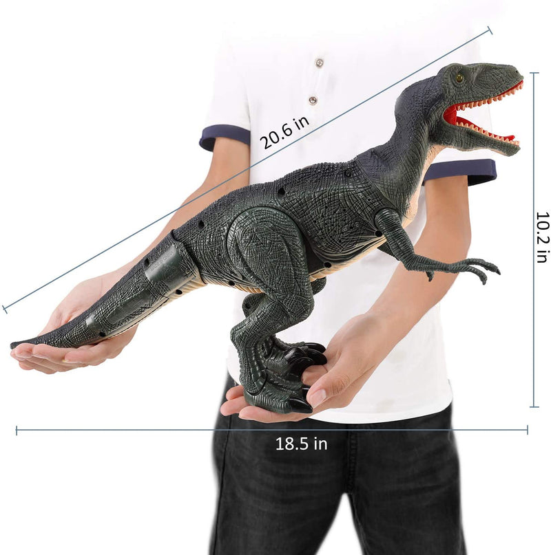 Remote Control RC Walking Dinosaur Toy With Shaking Head, Light Up Eyes & Sounds