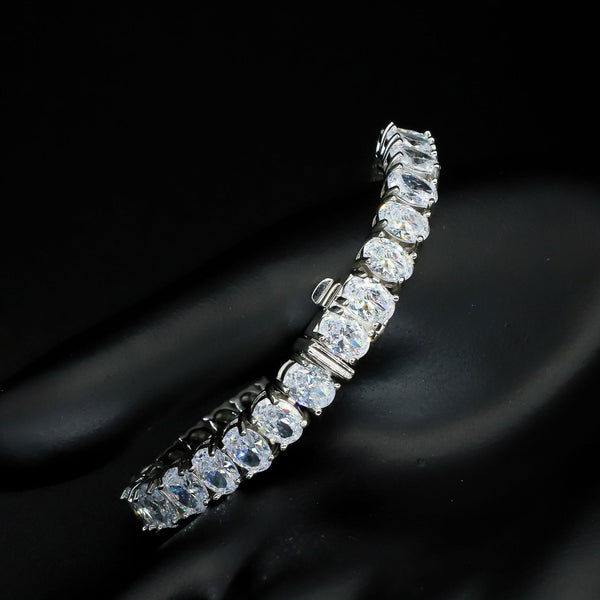 925 Sterling Silver Egg Shaped Zircon Tennis Bracelet