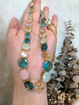 Sky Blue Multi-colored Diamond Wedding Temperament Long Necklace