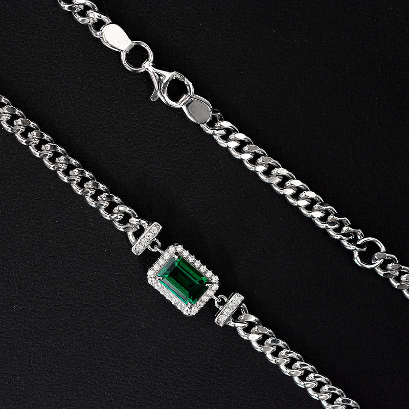 Emerald Pendant 925 Silver Adjustable Simple Necklace