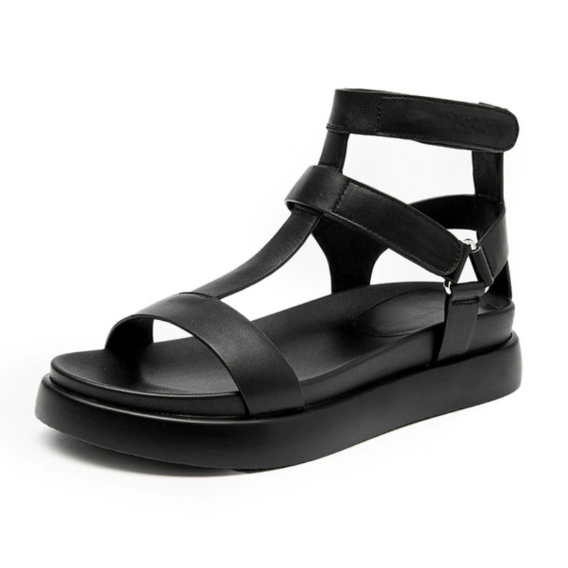 Leather Velcro Platform Open Toe Roman Style Sandals All-matching Fashion Casual Beach Shoes