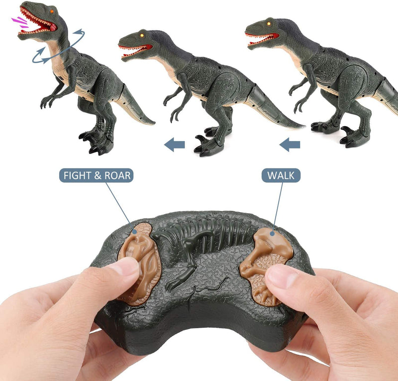 Remote Control RC Walking Dinosaur Toy With Shaking Head, Light Up Eyes & Sounds