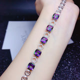 Silver Inlaid Rainbow Stone Bracelet