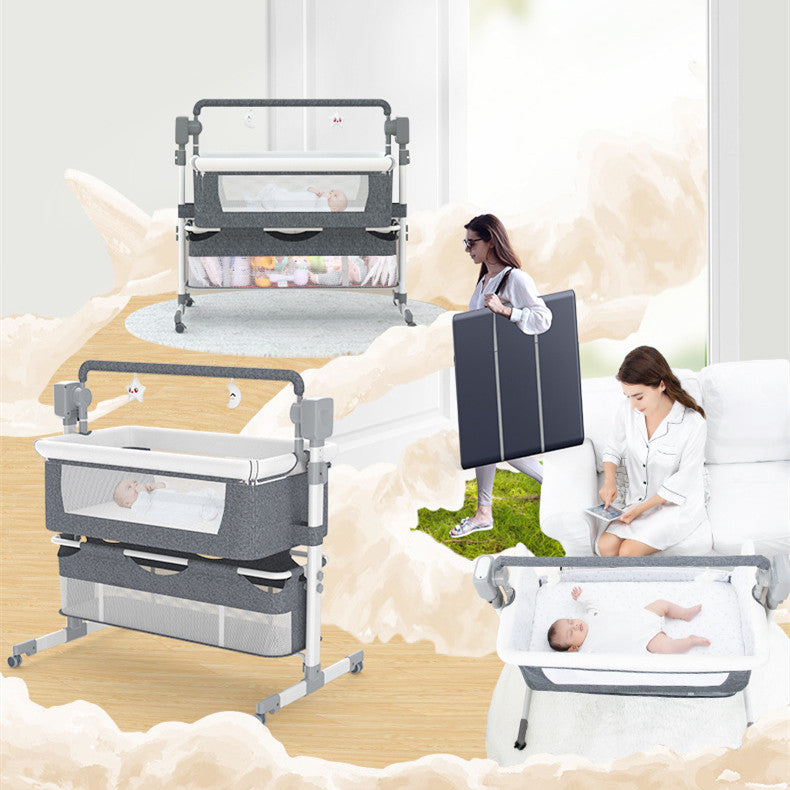 Portable Baby Bed Electric Bassinet Splicing Foldable Bedside Bed