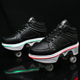 Coloured Lights Four-wheel Rollerskate Foldable Dual-purpose Skating Shoes