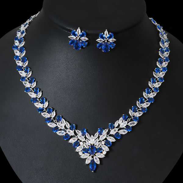 Bride Zircon Jewelry Necklace Earring Set