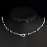 Emerald Pendant 925 Silver Adjustable Simple Necklace