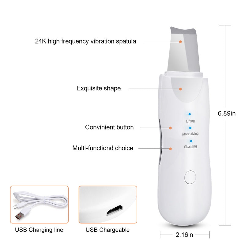 Ultrasonic Skin Scrubber Deep Face Cleaning Machine Peeling Shovel Facial Pore Cleaner Face Skin Scrubber