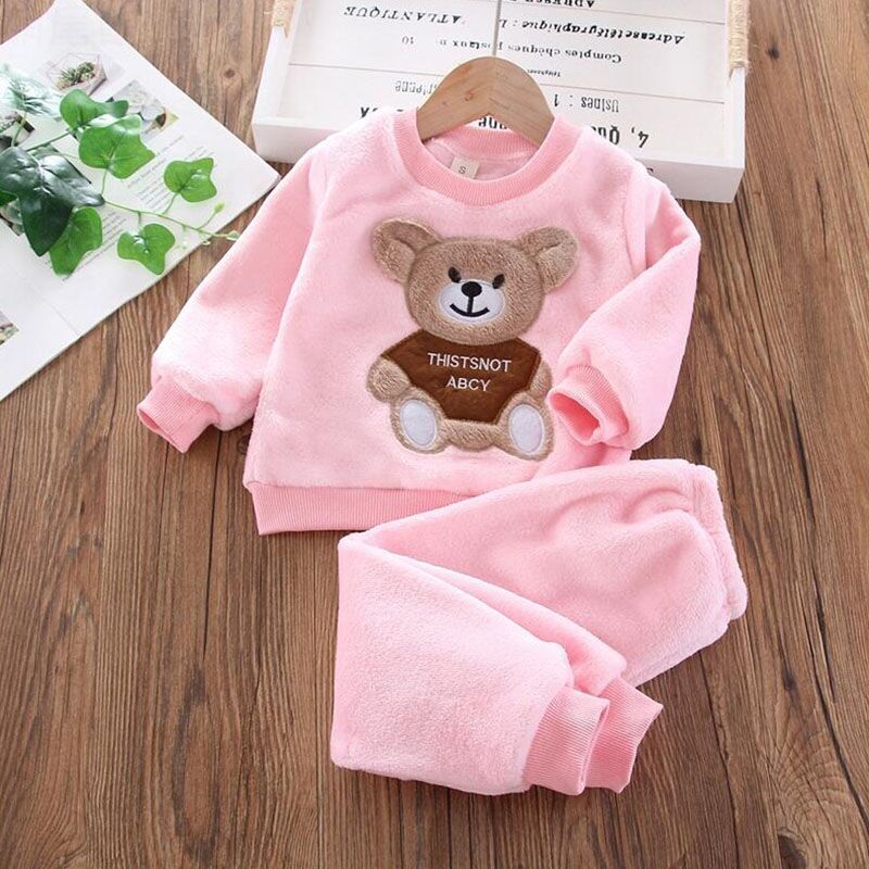 3-pc Baby Boys And Girls Clothing Set Tricken Fleece Children Hooded Outerwear