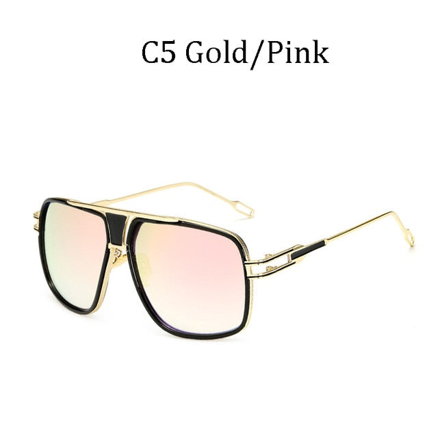 Fashion Rectangle Mens Sunglasses Metal Gradient Male Retro Eyewear Summer Drive UV400