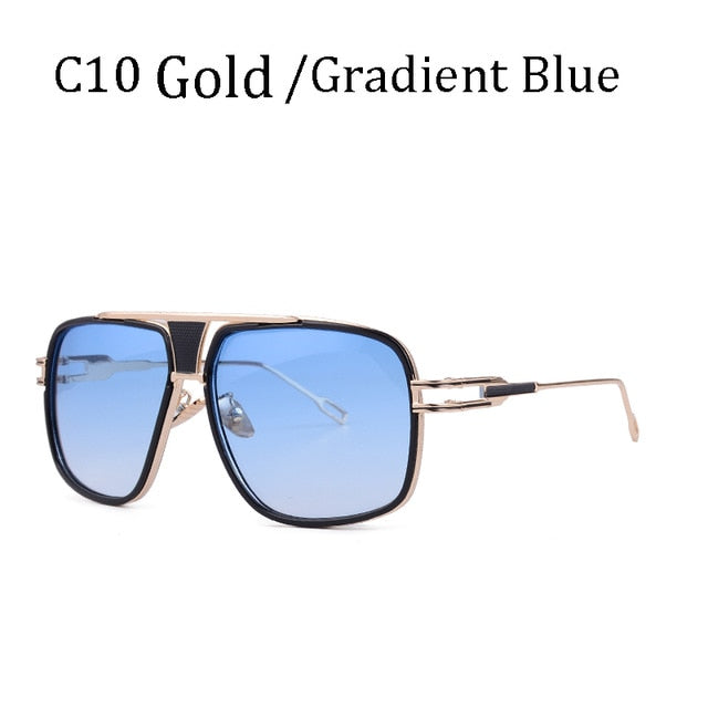 Fashion Rectangle Mens Sunglasses Metal Gradient Male Retro Eyewear Summer Drive UV400