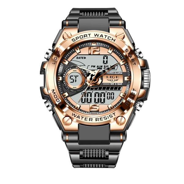 LIGE 50m Waterproof Digital Men Military Watch