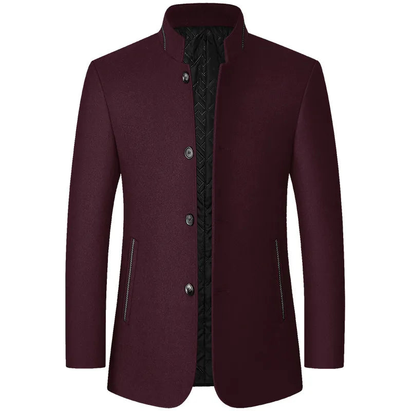 Men's Winter Stand Collar Wool Jacket