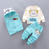 3-pc Baby Boys And Girls Clothing Set Tricken Fleece Children Hooded Outerwear