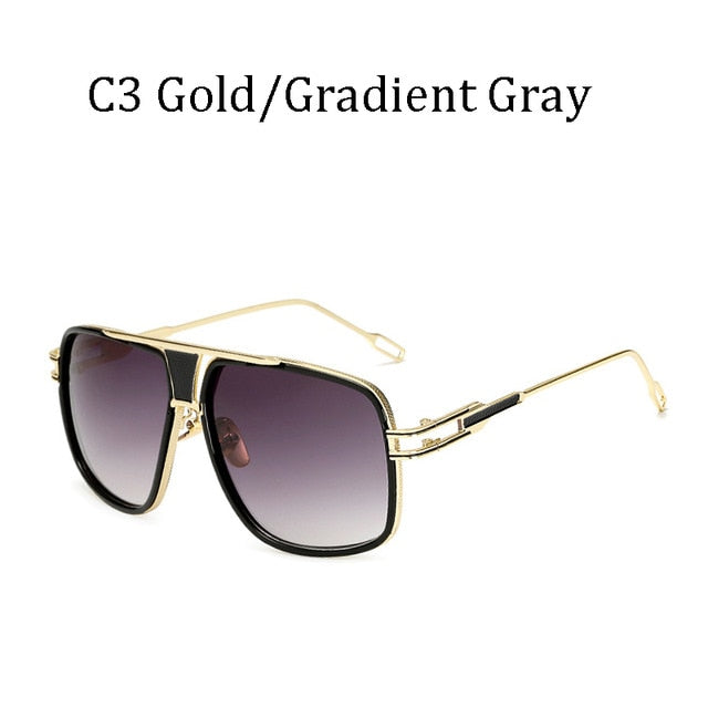 Fashion Rectangle Mens Sunglasses Metal Gradient Male Retro Eyewear Summer Drive UV400