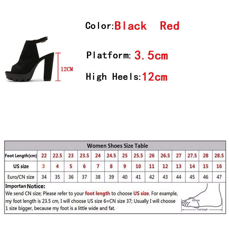 Women Chunky Platform Sandals Summer Flock Thick High Heels