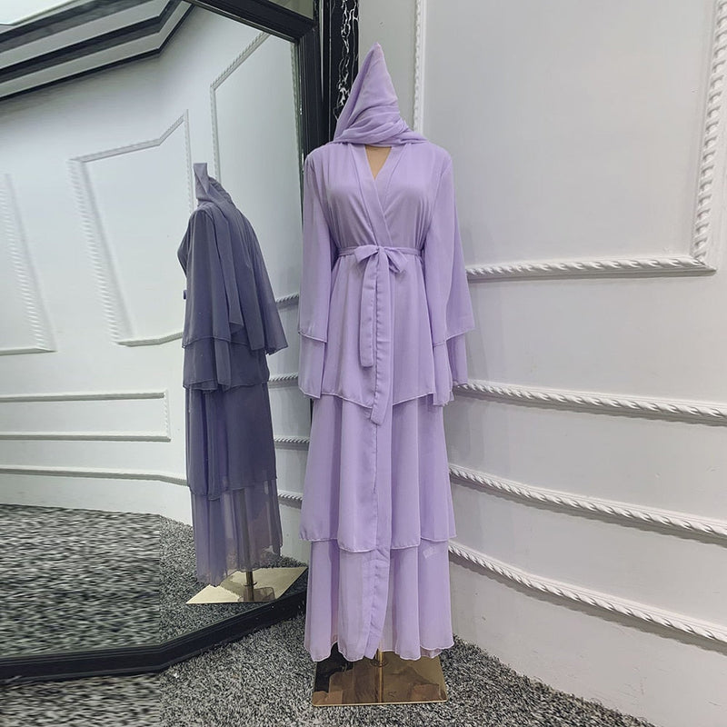 Ramadan Eid Mubarak Chiffon Open Abaya Kimono Dubai Turkey Islam Kaftan Muslim Dress