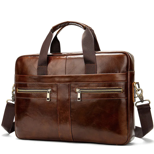 Genuine Leather Men Briefcase Laptop