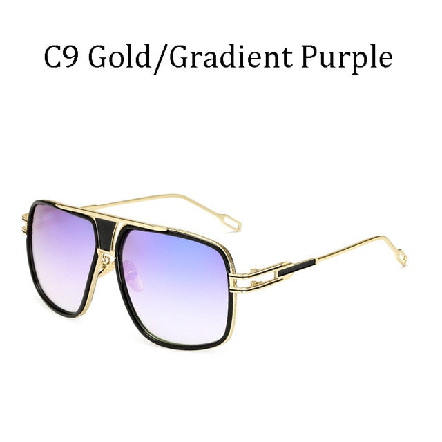 Fashion Rectangle Mens Sunglasses Metal Gradient Male Retro Eyewear Summer Drive UV400