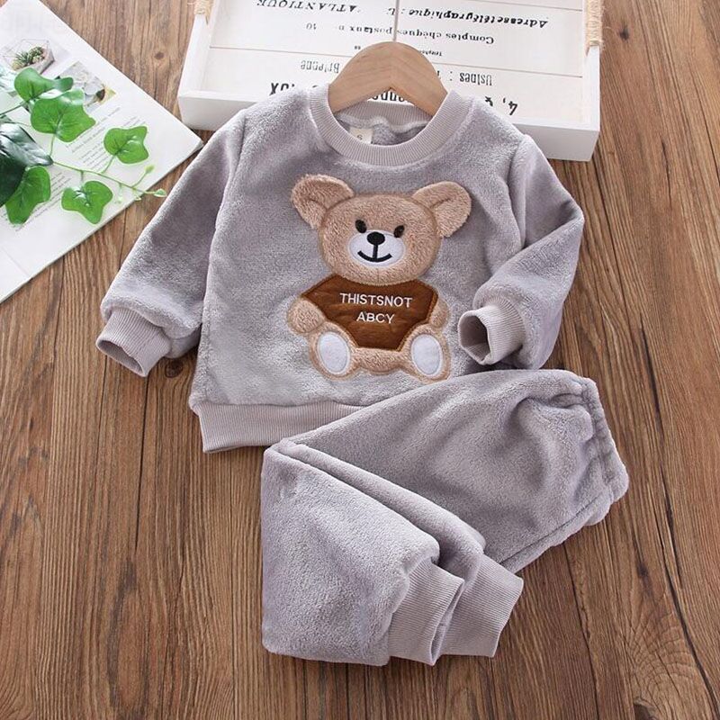 3-pc Baby Boys And Girls Clothing Set Tricken Fleece Children Hooded Outerwear