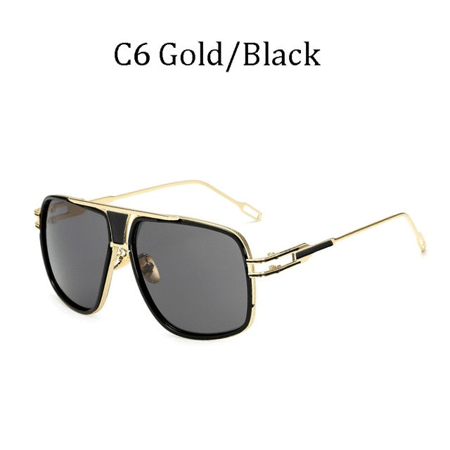 Fashion Rectangle Mens Sunglasses Metal Gradient Male Retro Eyewear Summer Drive UV400