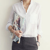 Linen White Shirt Women Long Sleeve Blouse Korean Woman Clothes Roupas Femininas