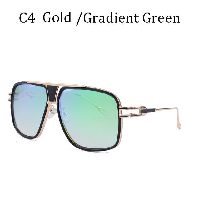 Fashion Rectangle Mens Sunglasses Metal Gradient Male Retro Eyewear Summer Drive UV400