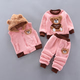 3-pc Baby Boys And Girls Clothing Set Tricken Fleece Children Hooded Outerwear