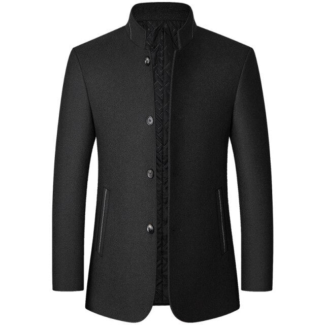 Men's Winter Stand Collar Wool Jacket