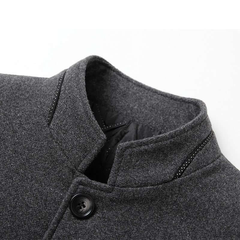 Men's Winter Stand Collar Wool Jacket