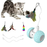 Automatic Interactive Cat Toys - Electronic Toy with Mouse and Feathers for Indoor Cats