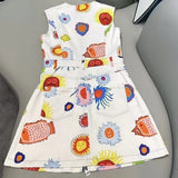 High Quality Cartoon print Zipper Dress