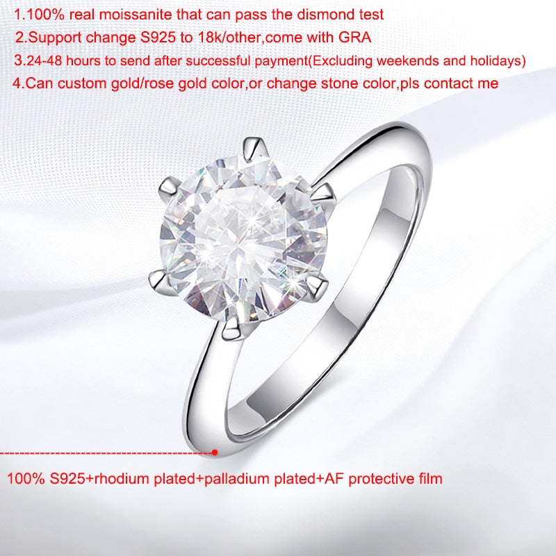 Smyoue GRA Certified 1-5CT Moissanite Ring VVS1 Lab Diamond Solitaire Ring for Women