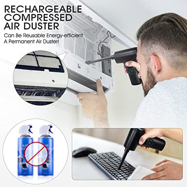 7500mAh Portable Compressed Air Duster 2 in 1 Air Blower & Vacuum Cleaner Cordless