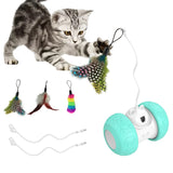 Automatic Interactive Cat Toys - Electronic Toy with Mouse and Feathers for Indoor Cats