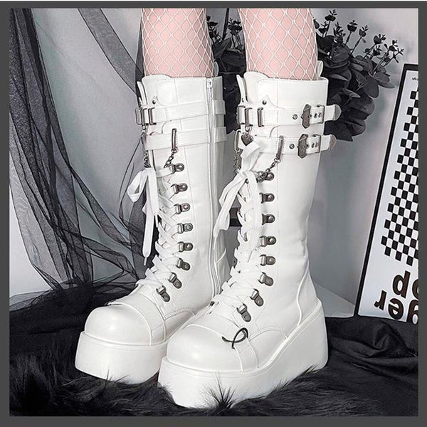 Brand New Gothic Style Platform Vampire Cosplay Women Mid-calf Boots