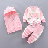 3-pc Baby Boys And Girls Clothing Set Tricken Fleece Children Hooded Outerwear