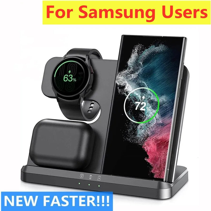 3 in 1 Wireless Charger Stand For Samsung S22 S21 S20 Ultra Galaxy Watch