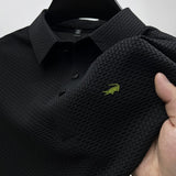 Men's High Quality Knitted Ice Cool Polo Shirt-Casual Polo Collar Rib Breathable Top.