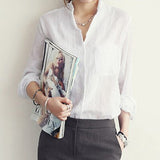 Linen White Shirt Women Long Sleeve Blouse Korean Woman Clothes Roupas Femininas