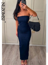 Blue Denim Female Long Dress